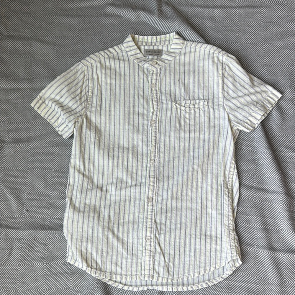 Nukutavake (Mayoral) Casual Striped Button-Down Shirt - White and Blue